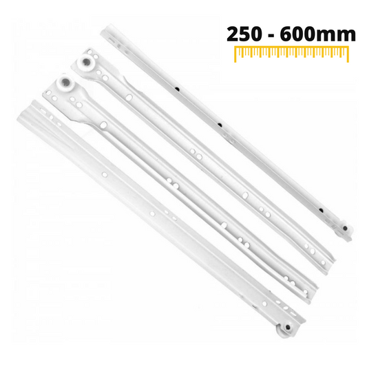 Ensemble de glissières à rouleaux POM blanches - 250-600mm