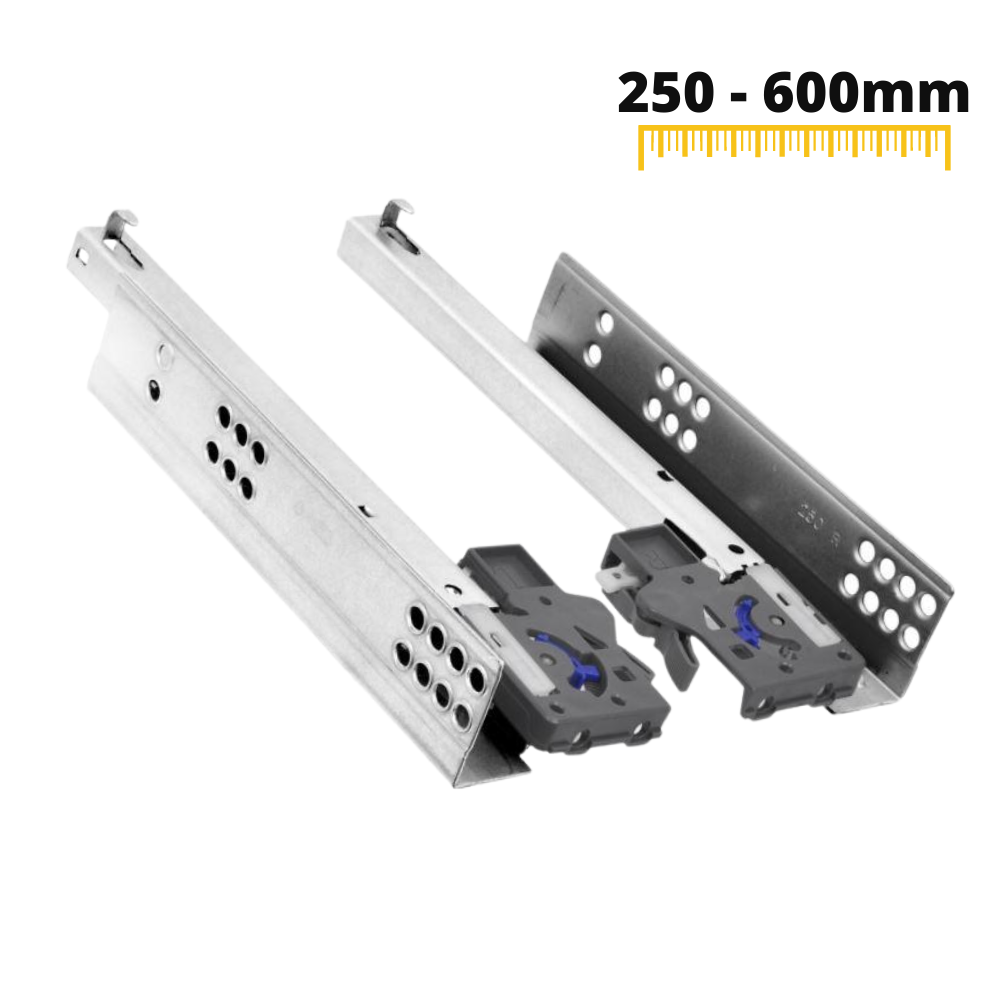Ensemble de glissières dissimulée à fermeture silencieuse (gauche et droite), extension de 3/4 250-600mm