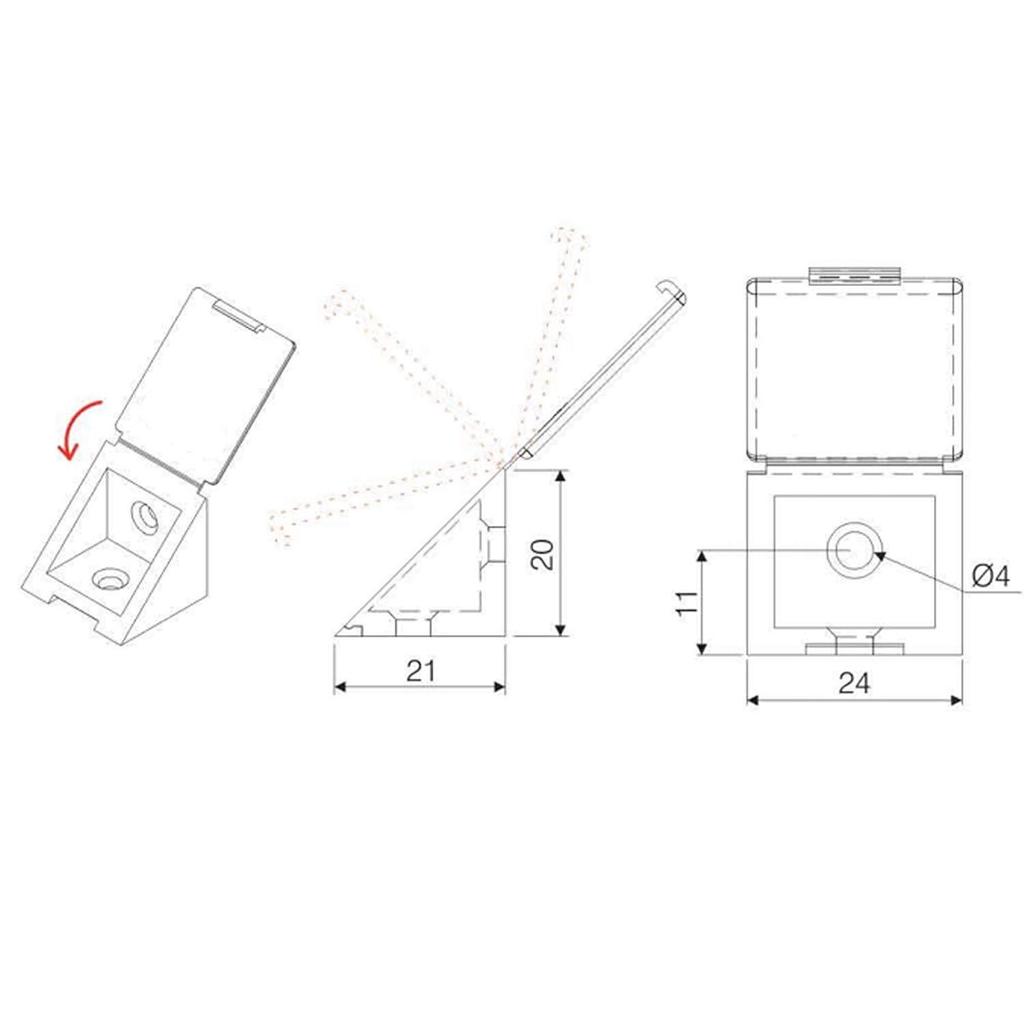 Équerre d'angle plastique - Gris 100 pièces
