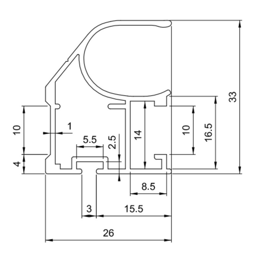 GABRIEL 10mm Poignée Verticale en Aluminium Profil 270cm - Cognac Anodisé
