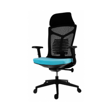FILIPPO II - Chaise de Bureau Recouverte de Micro-Maille de Haute Qualité - Noir/Bleu H129cm L68cm