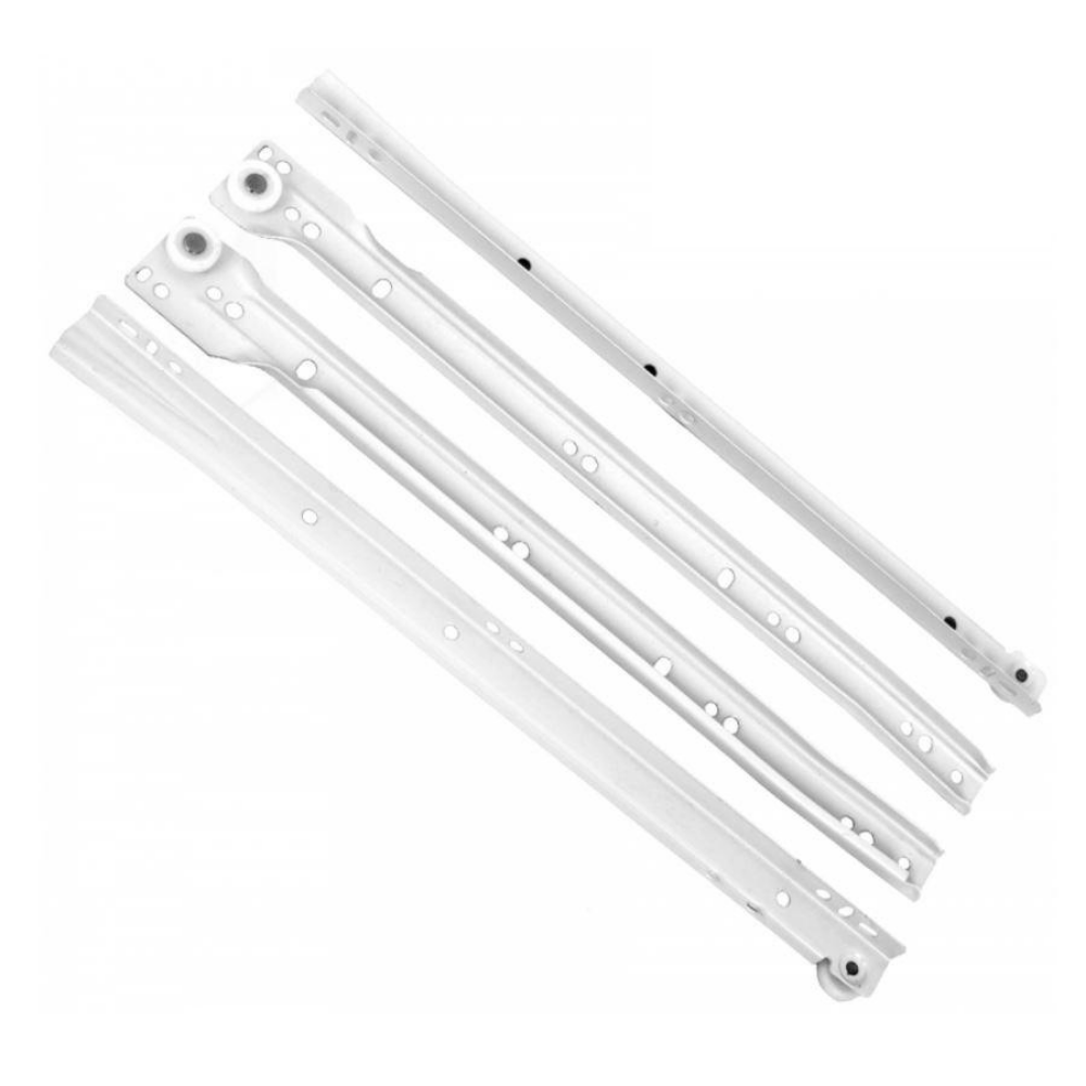 Ensemble de glissières à rouleaux POM blanches - 250-600mm