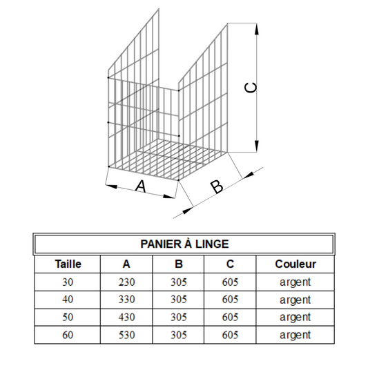 Panier à linge 30cm - Chrome