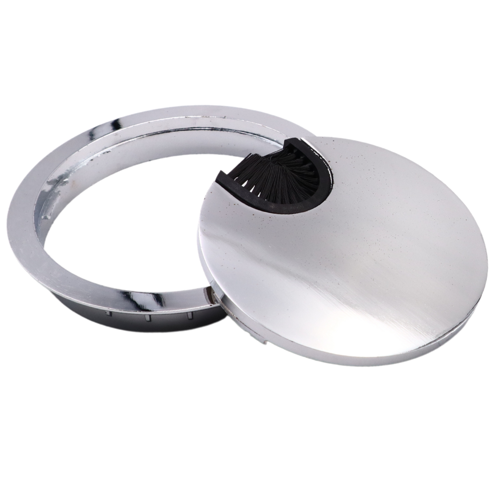 Passe-câble en métal 80mm - Chrome