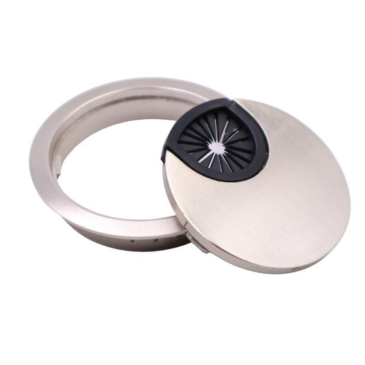 Passe-câble en métal avec trou en caoutchouc 60mm - Acier brossé