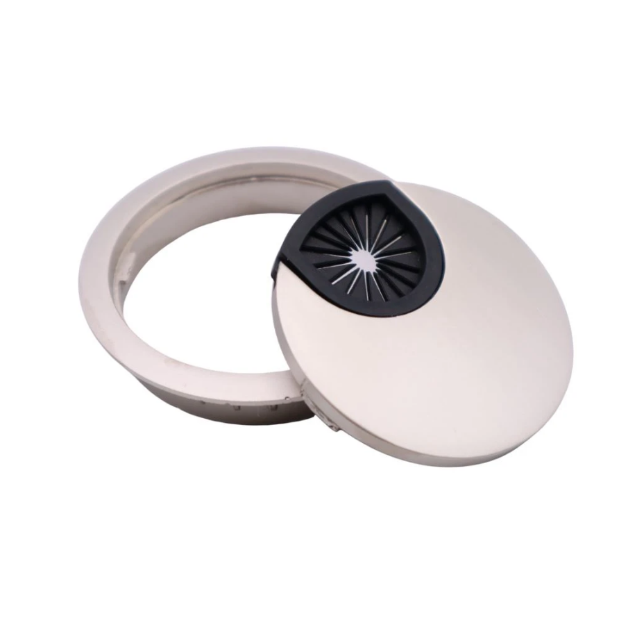 Passe-câble en métal avec trou en caoutchouc 60mm - Satin