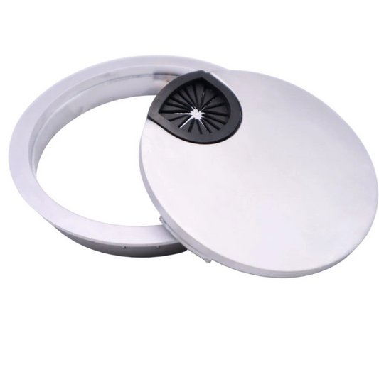 Passe-câble en métal avec trou en caoutchouc 80mm - Argent