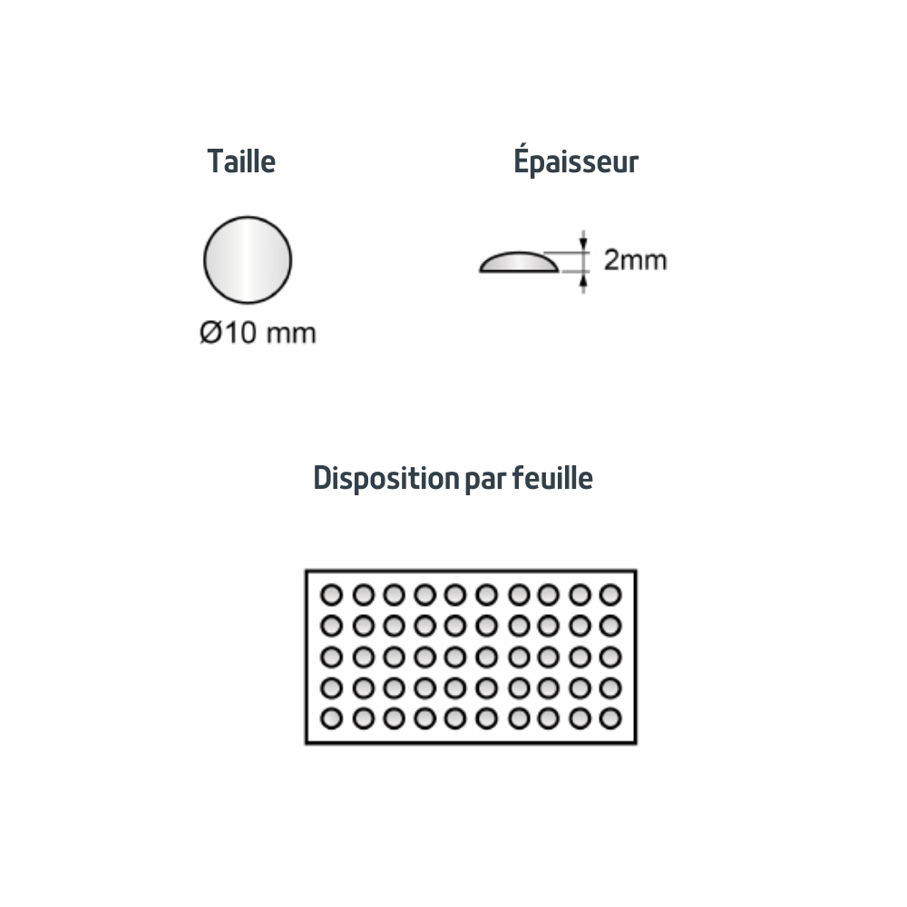 Pastille autocollante ronde transparente 10x2mm