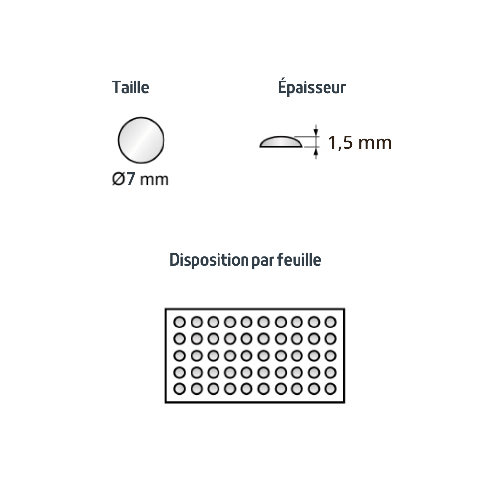 Pastille autocollante ronde transparente 7x1.5mm