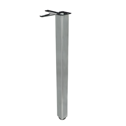 Pied de meuble carré réglable 710mm, Plaque de montage ZnAl - Nickel brossé