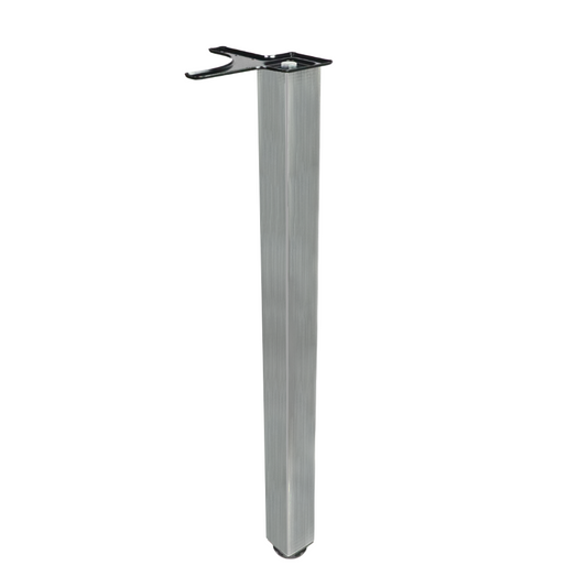 Pied de meuble carré réglable 710mm, Plaque de montage ZnAl - Nickel brossé