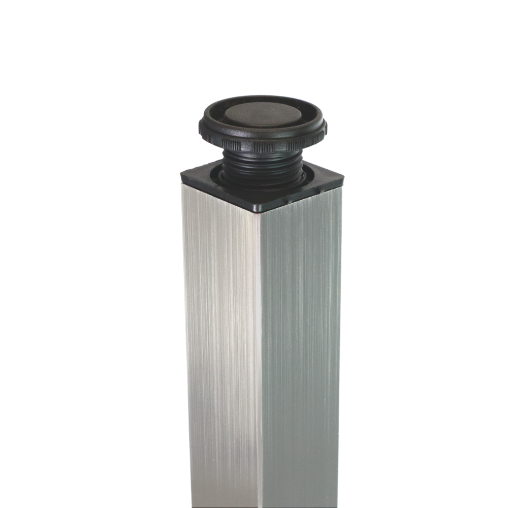 Pied de meuble carré réglable 710mm, Plaque de montage ZnAl - Nickel brossé