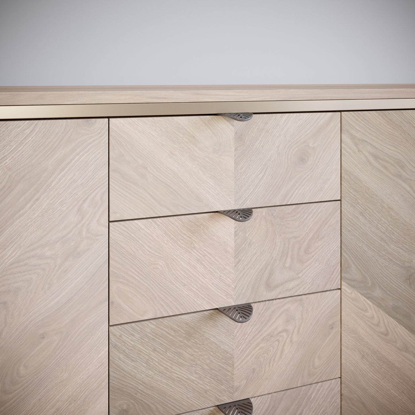 Poignée de meuble LEAF Edge 32mm (Longueur totale 60mm) - Argent mat perlé