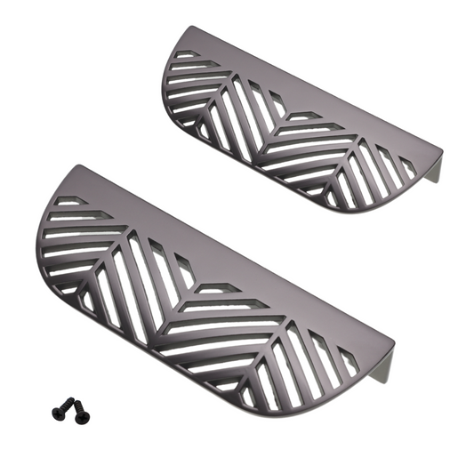 Poignée de meuble LEAF Edge 64mm (Longueur totale 118mm) - Argent mat perlé