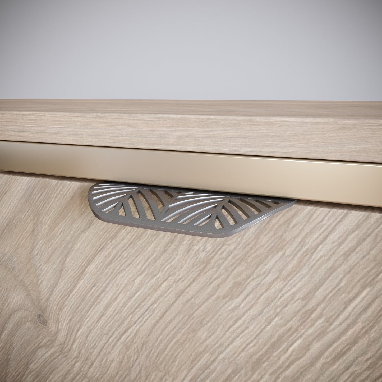 Poignée de meuble LEAF Edge 64mm (Longueur totale 118mm) - Argent mat perlé