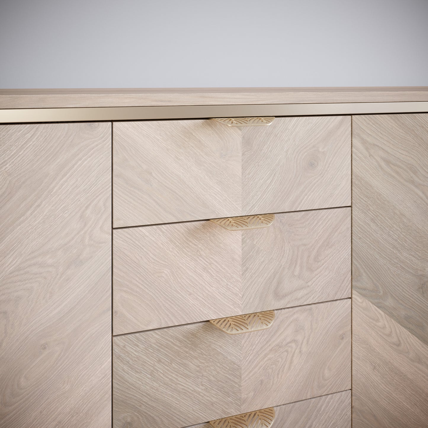 Poignée de meuble LEAF Edge 64mm (Longueur totale 118mm) - Laiton Or