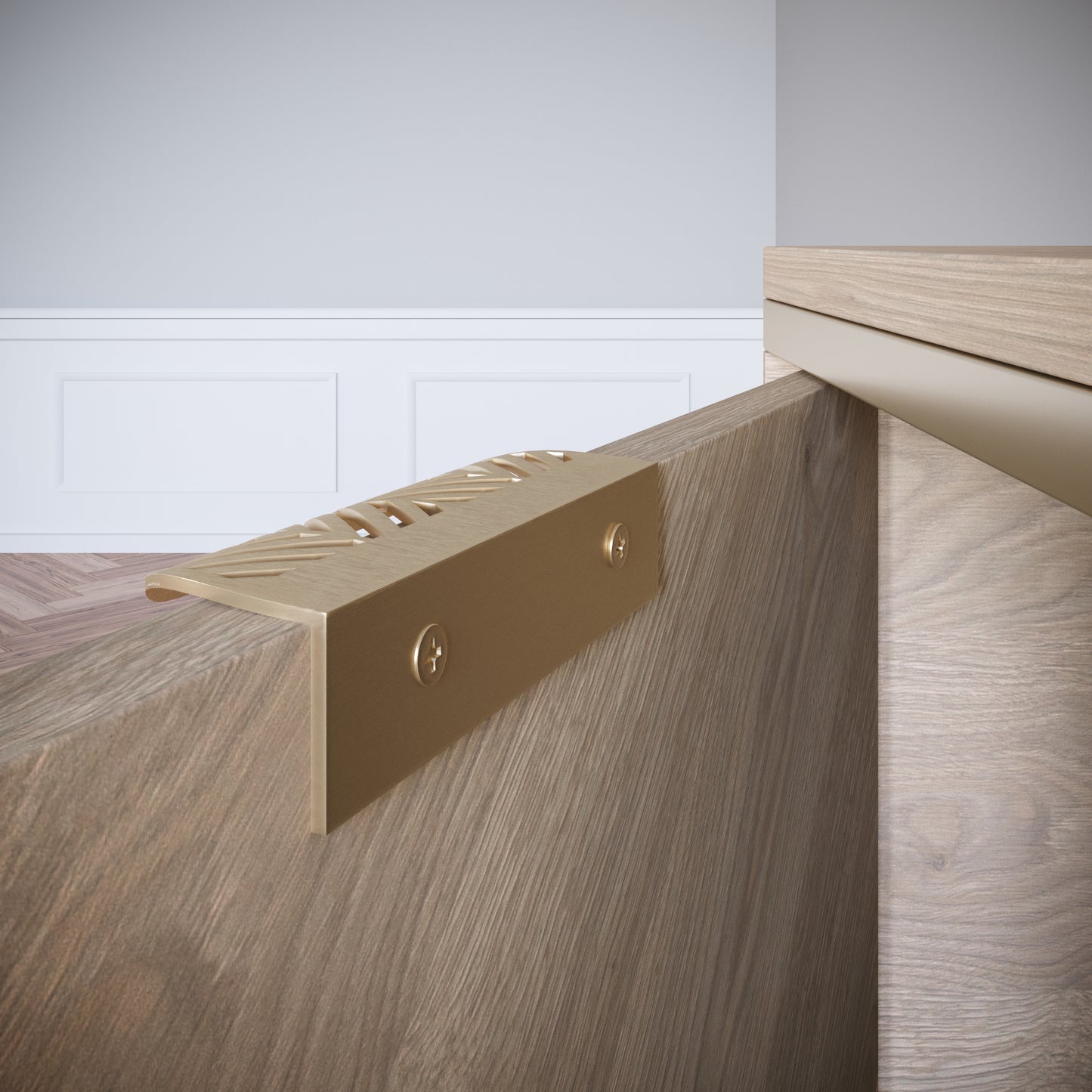 Poignée de meuble LEAF Edge 64mm (Longueur totale 118mm) - Laiton Or