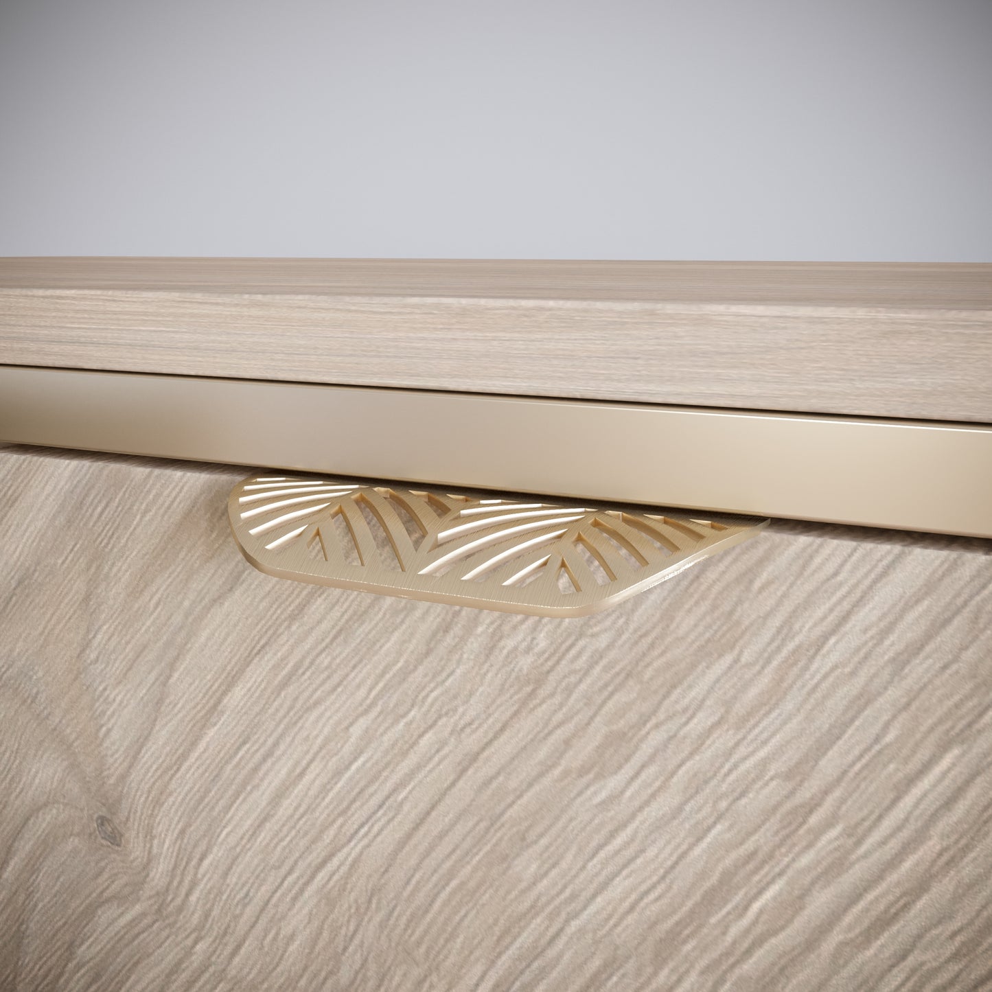 Poignée de meuble LEAF Edge 64mm (Longueur totale 118mm) - Laiton Or