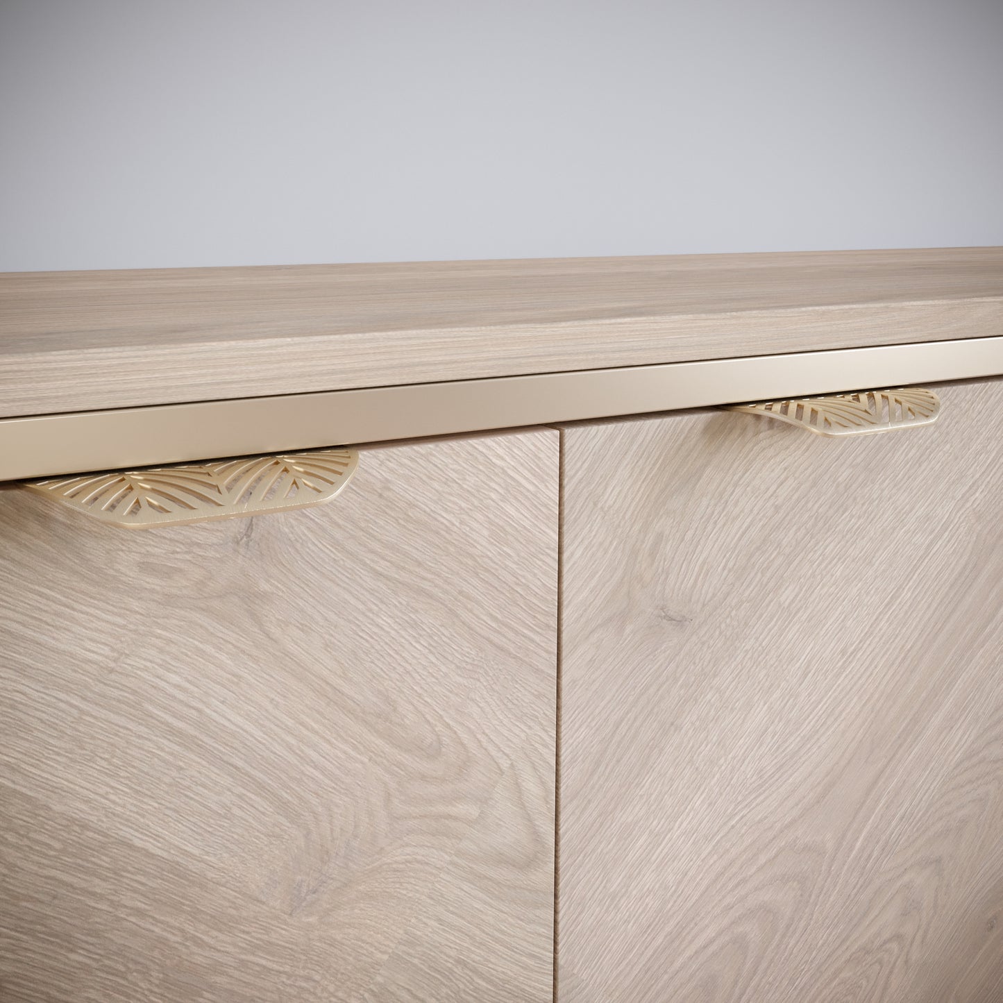 Poignée de meuble LEAF Edge 64mm (Longueur totale 118mm) - Laiton Or