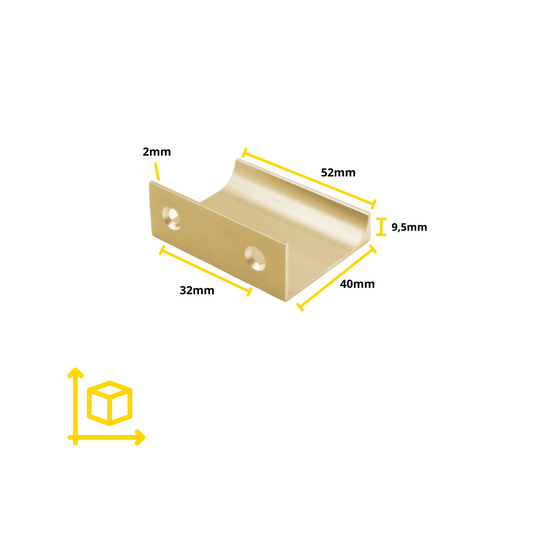 Poignée profilée Edge 32mm (Longueurs totales 52mm) - Or