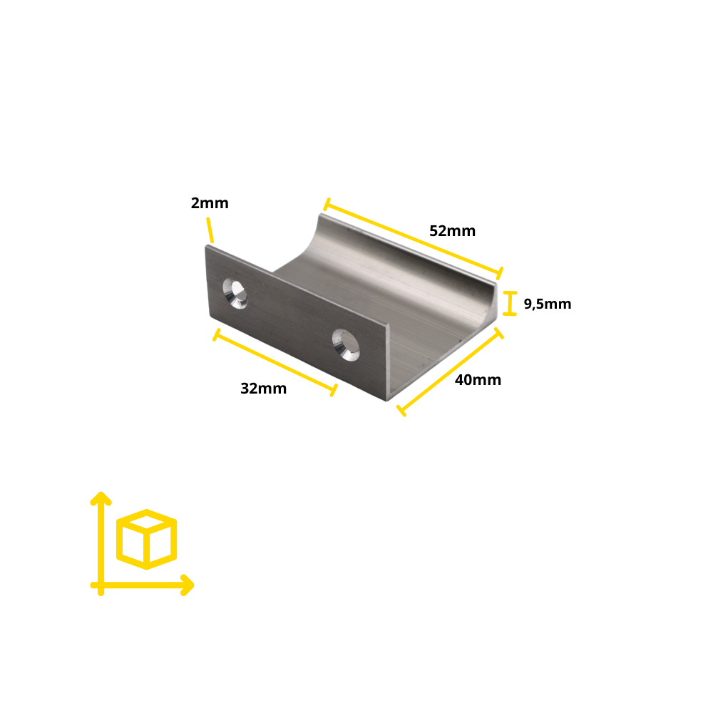 Poignée profilée Edge 32mm (Longueurs totales 52mm) - Acier brossé