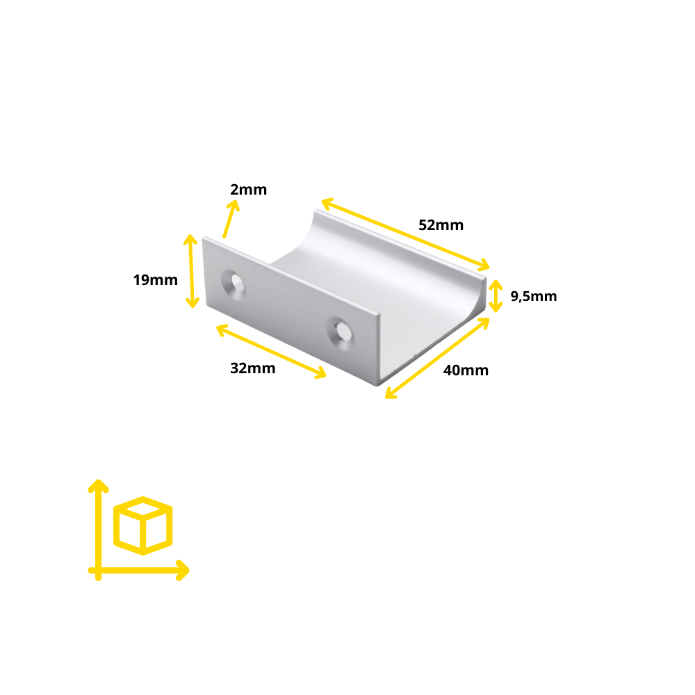 Poignée profilée Edge 32mm (Longueurs totales 52mm) - Aluminium