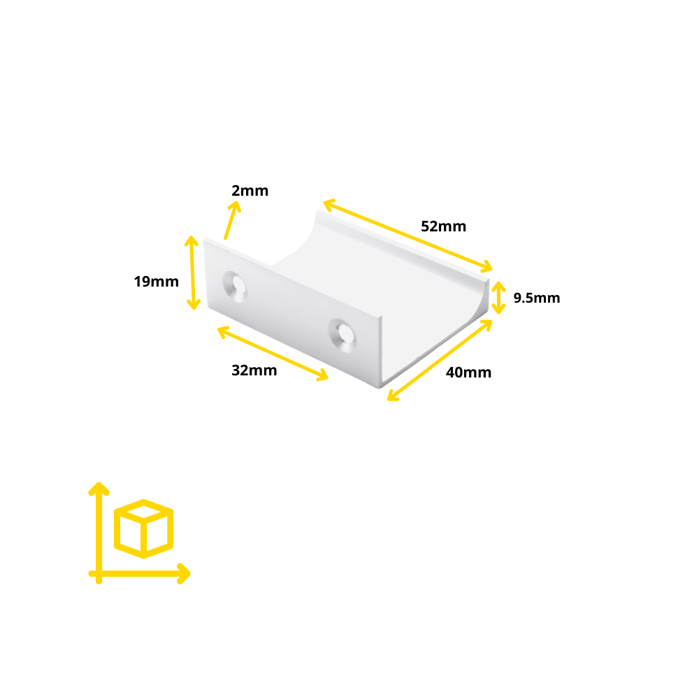 Poignée profilée Edge 32mm (Longueurs totales 52mm) - Blanc