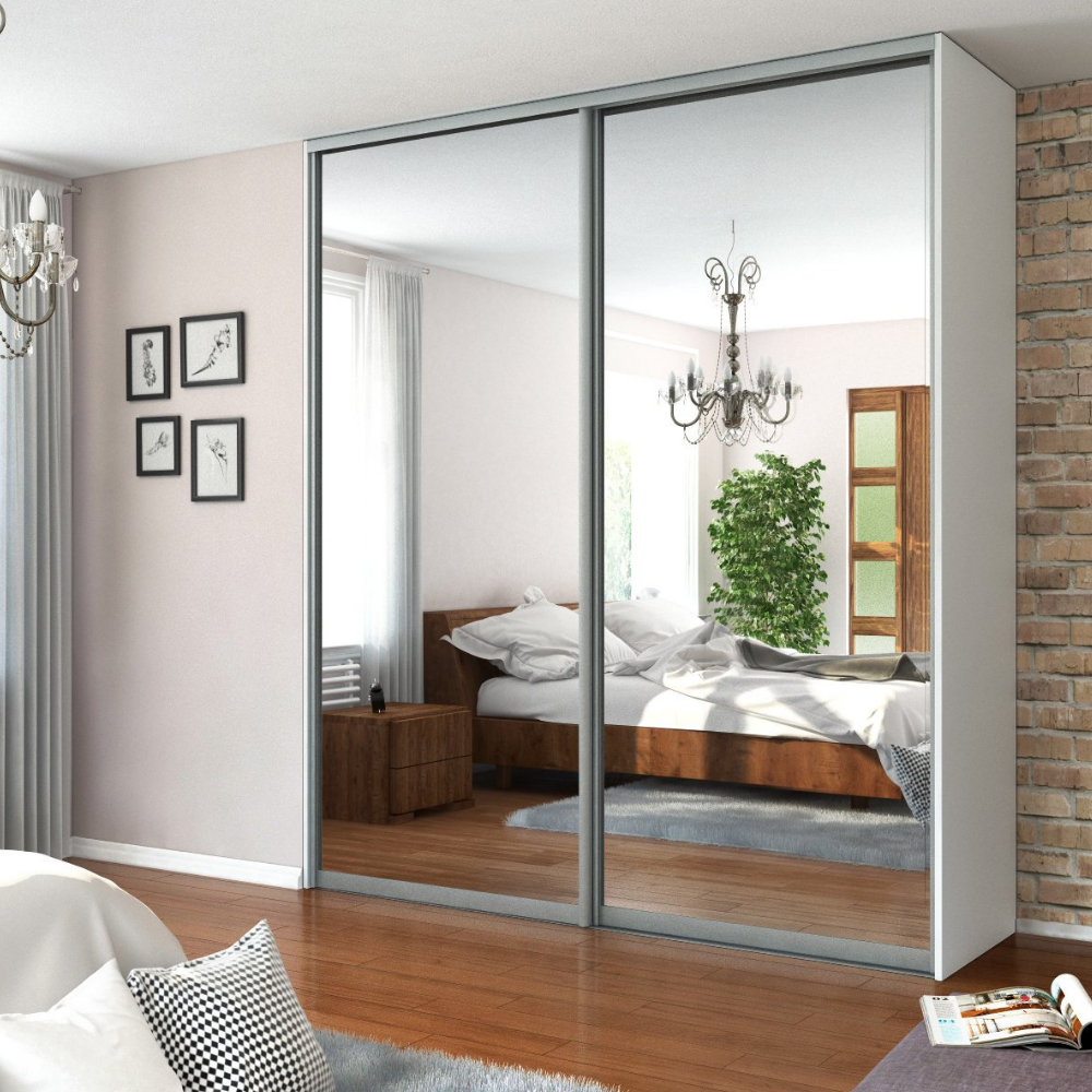 2x Portes d'armoire coulissantes - H: jusqu'à 2500mm L: 1600mm - Miroir