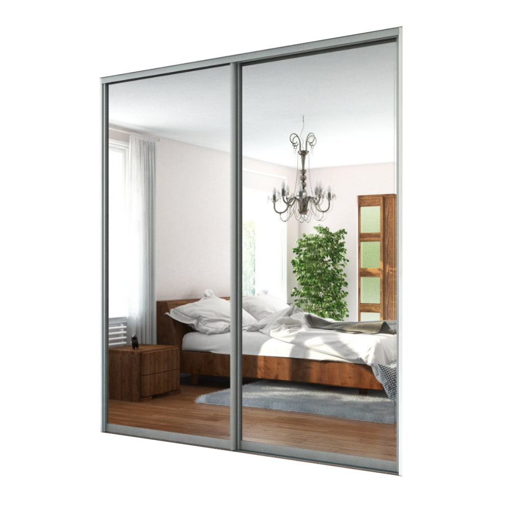 2x Portes d'armoire coulissantes - H: jusqu'à 2500mm L: 1600mm - Miroir
