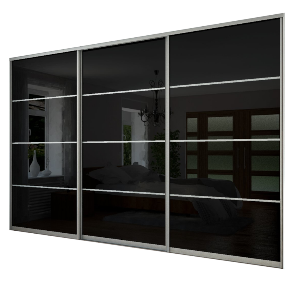 3x Portes d'armoire coulissantes - H: jusqu'à 2500mm L: 2400mm - Lacobel Noir