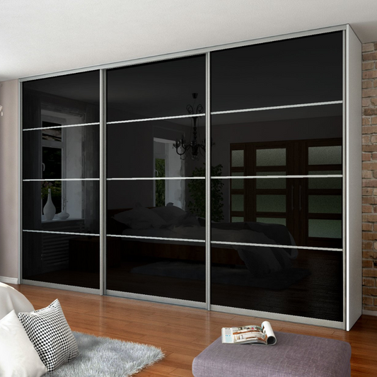 3x Portes d'armoire coulissantes - H: jusqu'à 2500mm L: 2400mm - Lacobel Noir