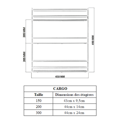 Rangement coulissant de 20 cm à fermeture latérale silencieuse  - 3 paniers - Chrome