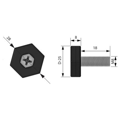Régulateur de niveau, M8, Noir