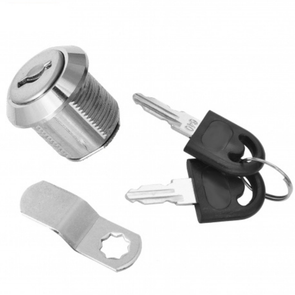 Serrure de boîte aux lettres avec plaque à came à dos courbé, 19x16 mm, chrome