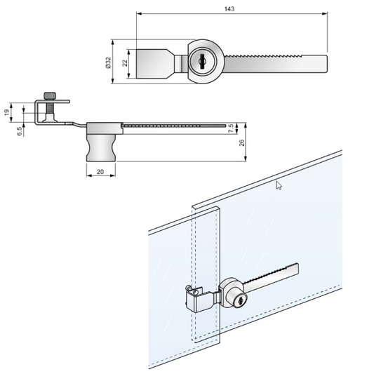Serrure pour portes coulissantes en verre