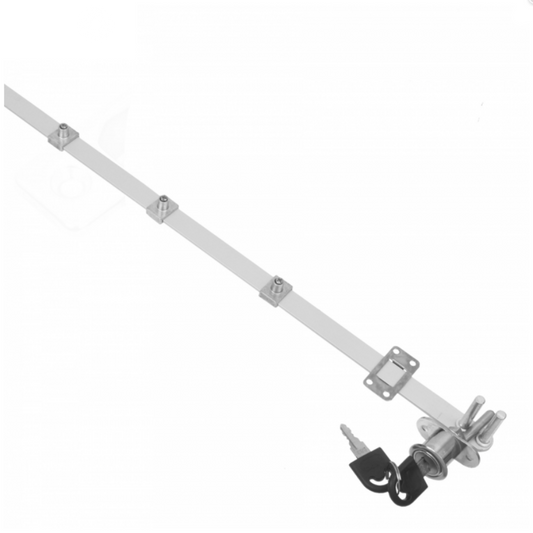 Tringle de verrouillage pour 3 tiroirs - 19x20mm, bande de 600mm, Chrome