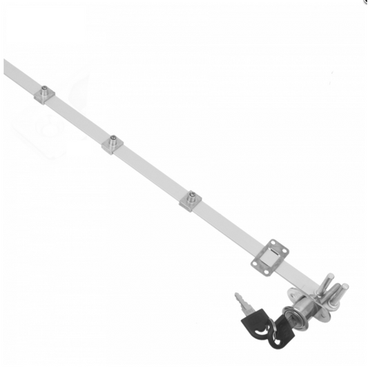 Tringle de verrouillage pour 5 tiroirs - 19x20mm, bande 1200mm, Chrome