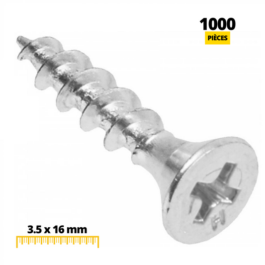 Vis à bois PH2 3.5x16mm Zinc Blanc (1000 pièces)
