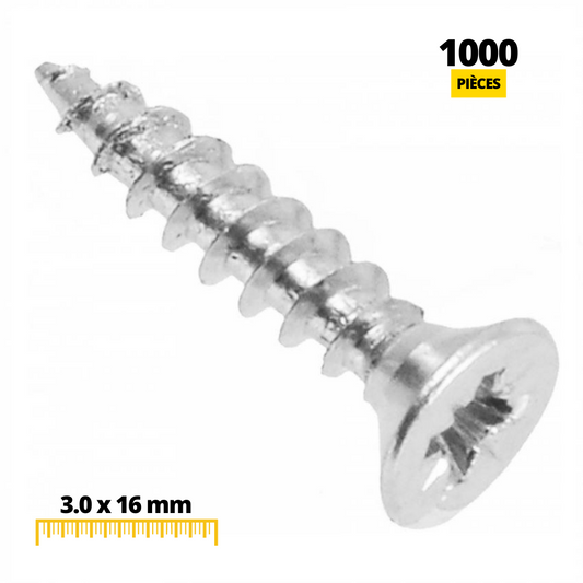 Vis à bois PZ1 Zinc Blanc 3.0x16mm (1000 pièces)