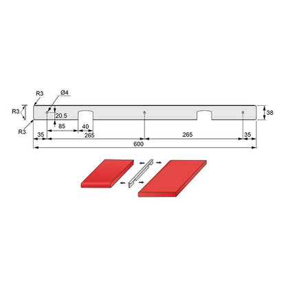 Bande d'angle pour plan de travail de 38 mm R-3 NTP 