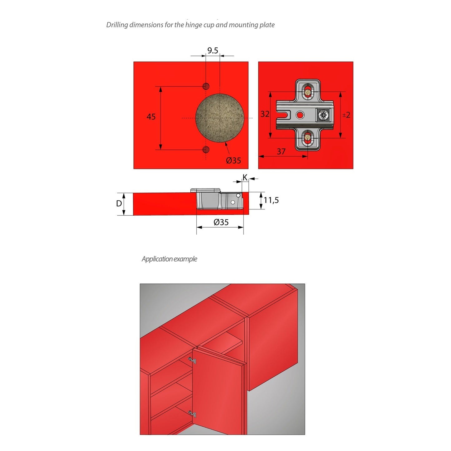 Charnière fermeture silencieuse, H0 plaque de montage avec vis EURO, portes double Soft Close Furnica 