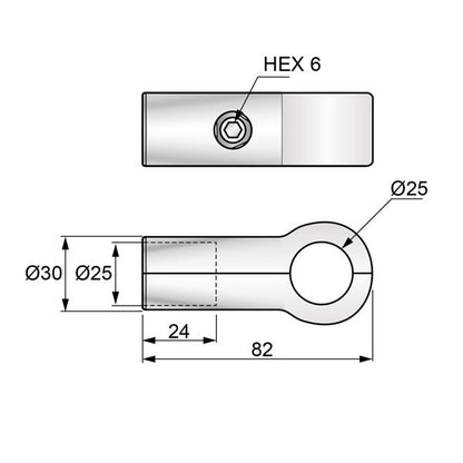 Connecteur à bras unique de 25 mm, Chrome NTP 