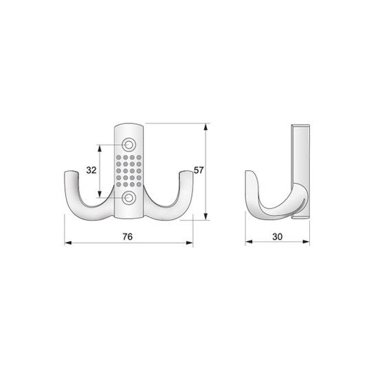 Crochet mural double - Aluminum WP04 NTP 