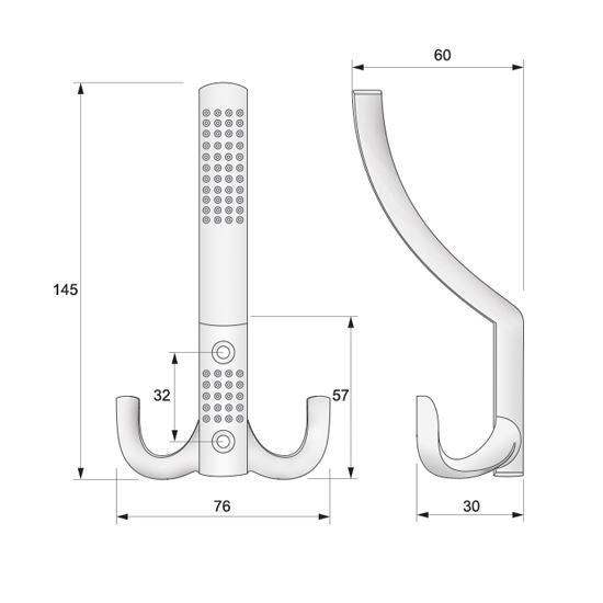 Crochet mural double - Aluminum WP05 NTP 