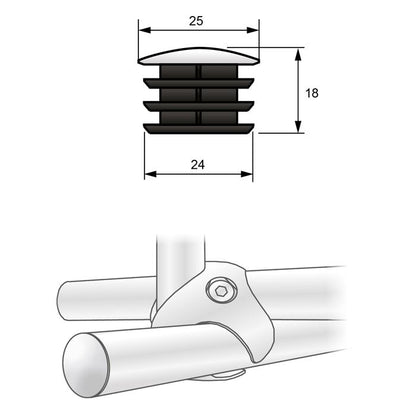 Embout de tuyau de 25 mm, Chrome NTP 