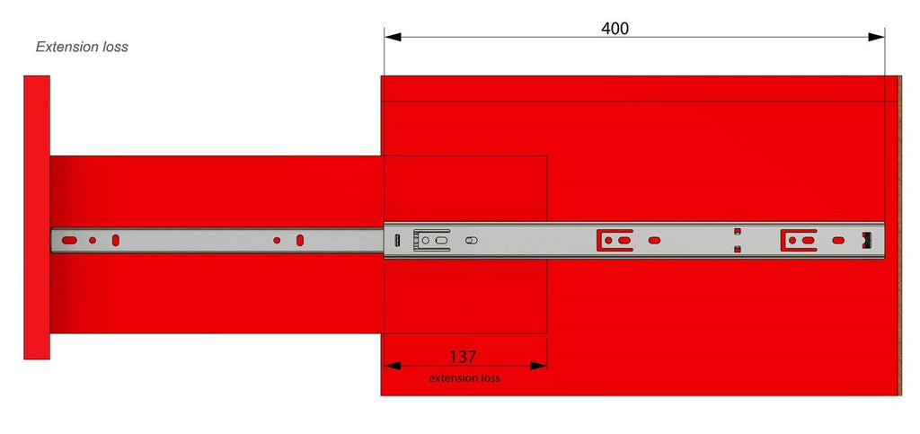 FURNICA H17mm (L: 182mm) Glissières pour tiroirs à roulement à billes, lot  de 2 (1 paire)
