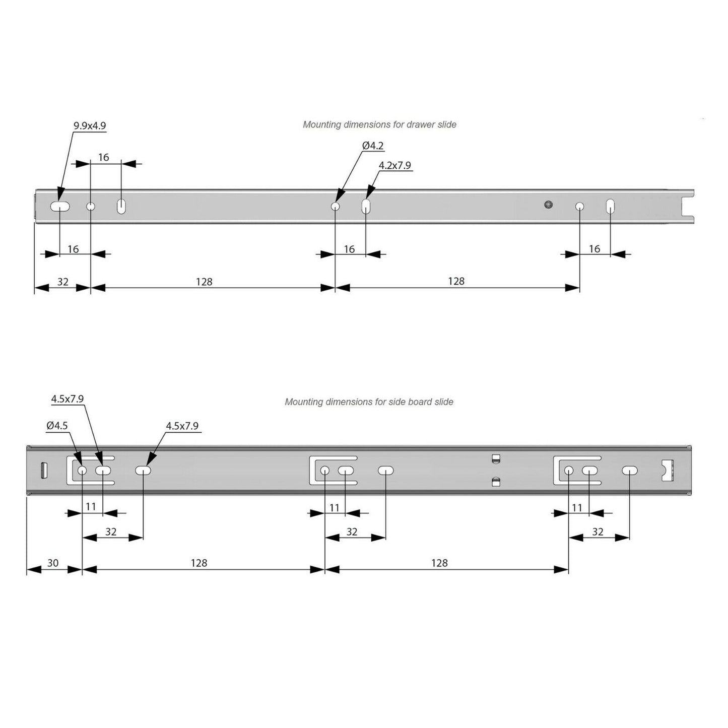 Ensemble de glissières à roulement à billes (gauche et droite), H27 Furnica 