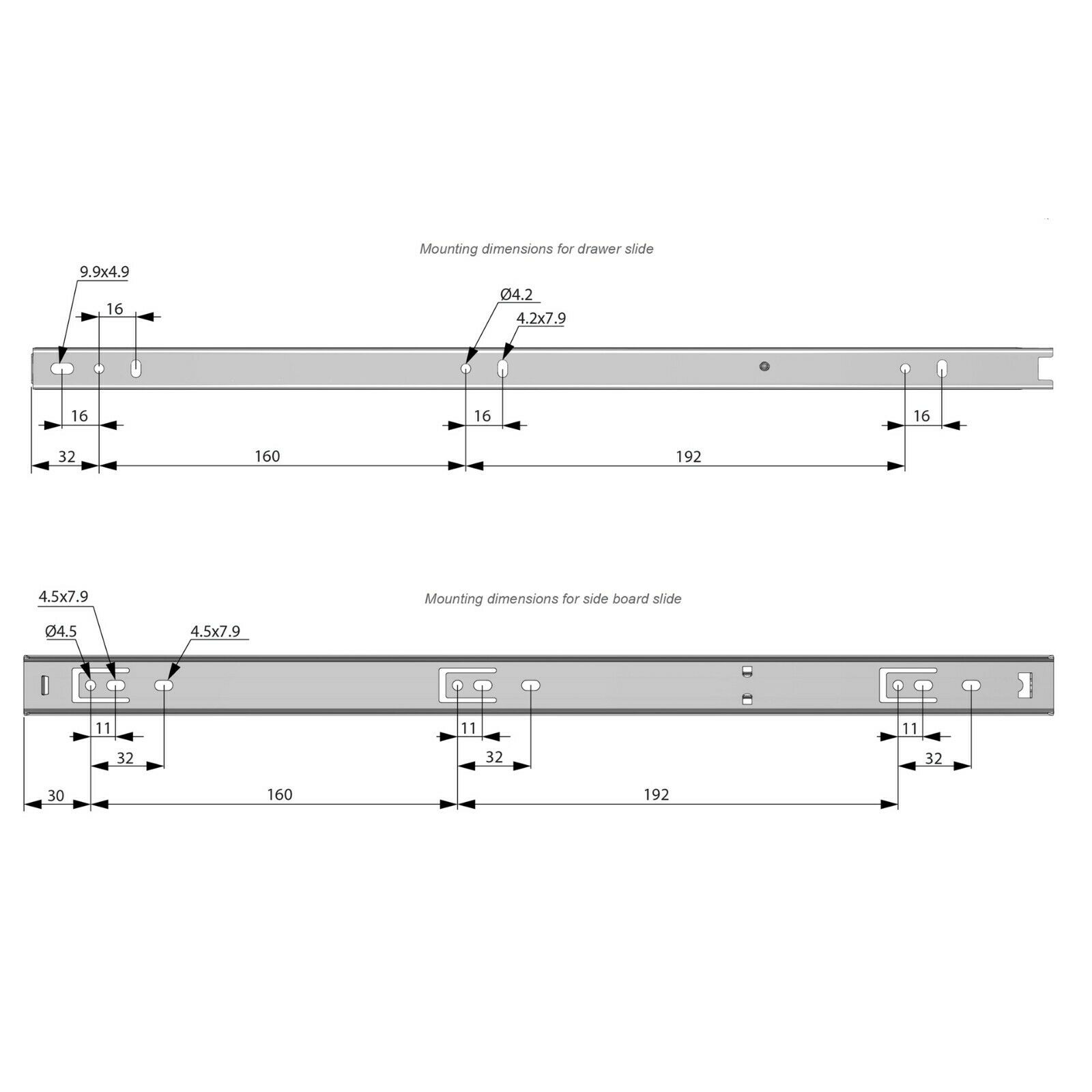 Ensemble de glissières à roulement à billes (gauche et droite), H27 Furnica 