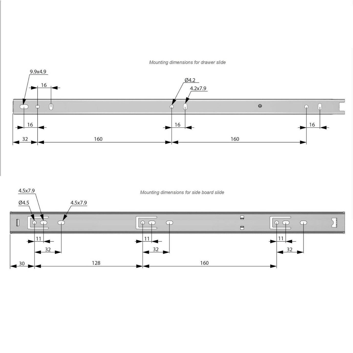 Ensemble de glissières à roulement à billes (gauche et droite), H27 Furnica 