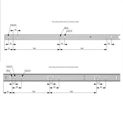 Ensemble de glissières à roulement à billes (gauche et droite), H27 Furnica 